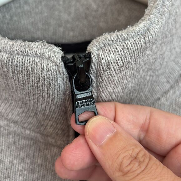 Banana Republic Men Heather Gray pullover polartec Zip-Up Sweatshirt size large - Picture 5 of 8